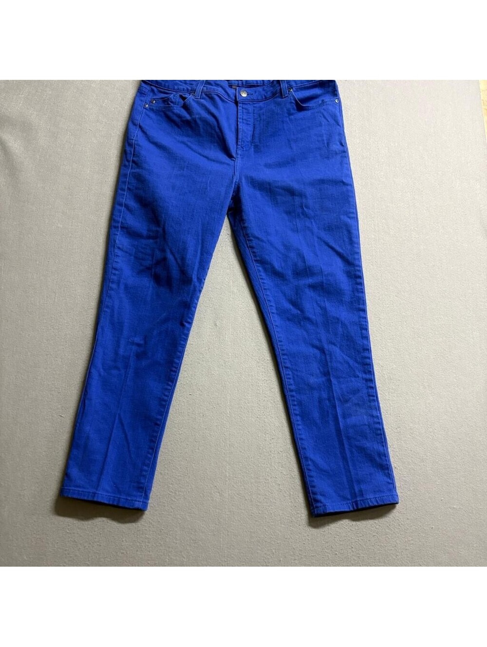 NYDJ Womens Pants Size 16 Blue Cotton Blend Stretch Cropped Straight Leg